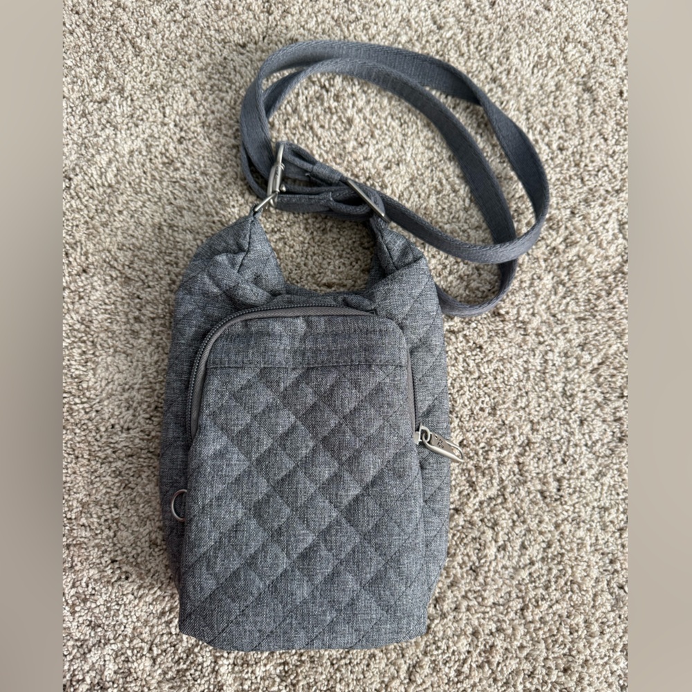 Travelon Anti-Theft Boho Insulated Water Bottle Tote - Geo Gray Heather - Picture 4 of 6